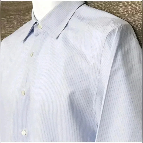 Ermenegildo Zegna Z City Men’s Blue Striped Long Sleeve Designer Shirt - Picture 4 of 5